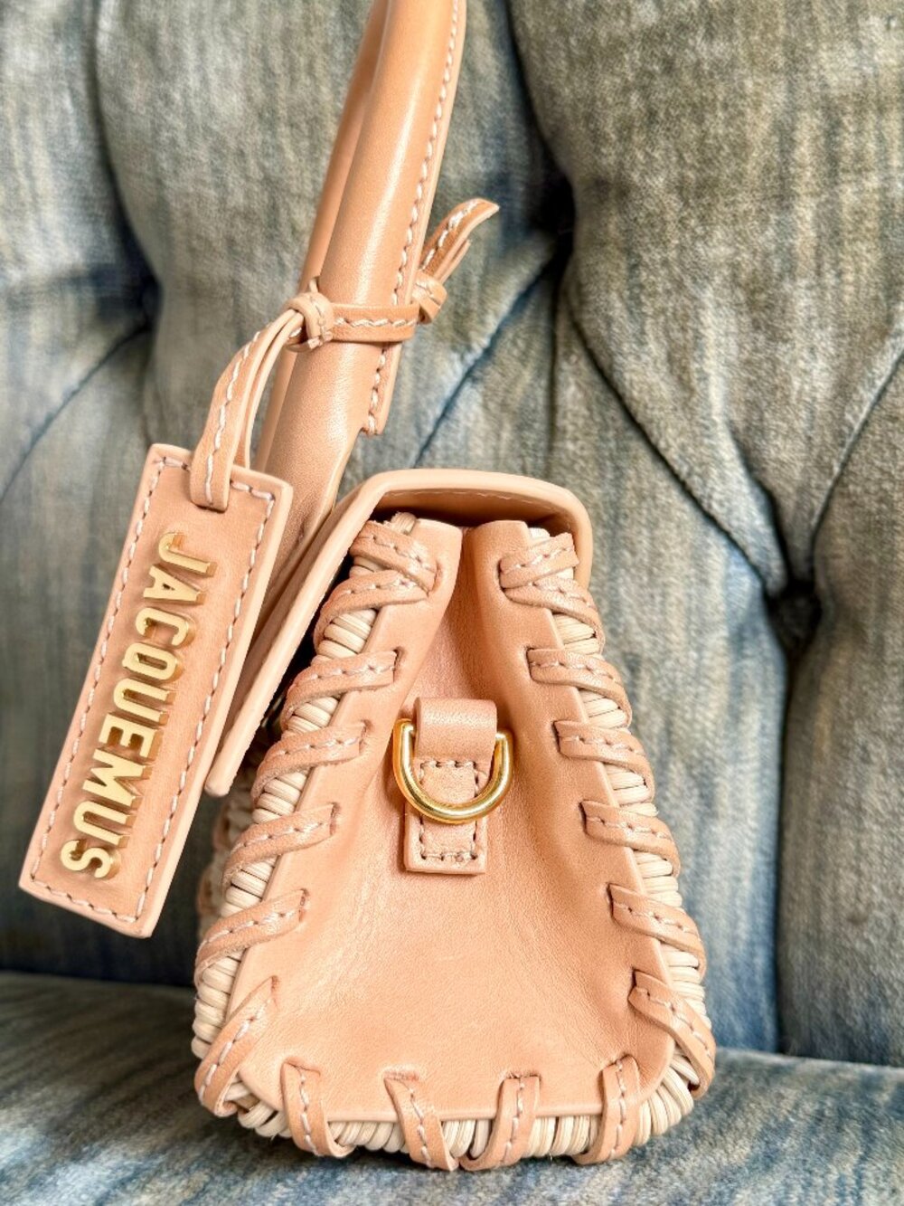 Jacquemus Le Petit Chiquito Wicker Crossbody Top Handle Micro Bag Nude Peach - Picture 2 of 13